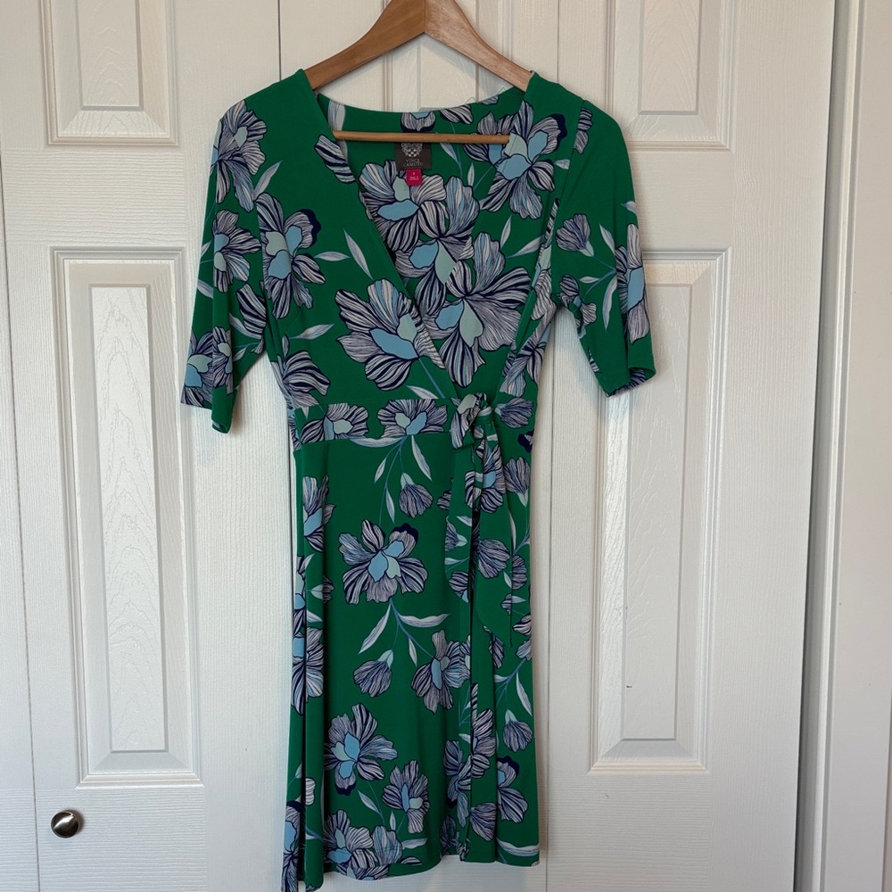 Green Floral Wrap Dress